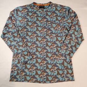 Grundens Fish Head Camo Mens Shirt Small Long Sleeve Top Outdoor Hiking